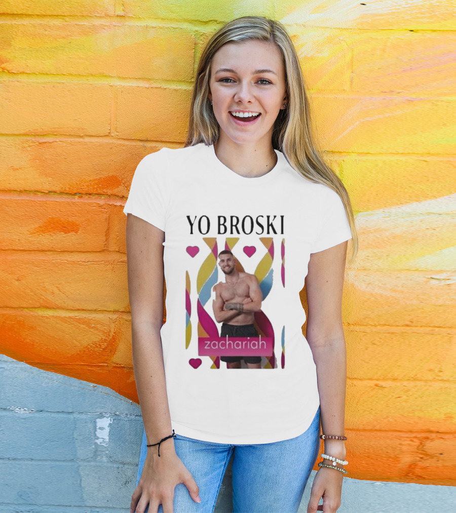 Yo Broski Zachariah Colorful Abstract Hearts T-Shirt