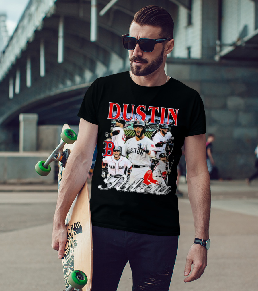 Dustin Pedroia Boston Red Sox Baseball Action Montage T-Shirt