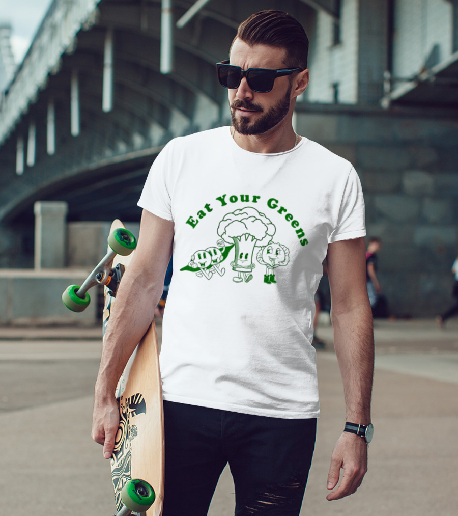 Eat Your Greens Cartoon Broccoli And Friends T-Shirt