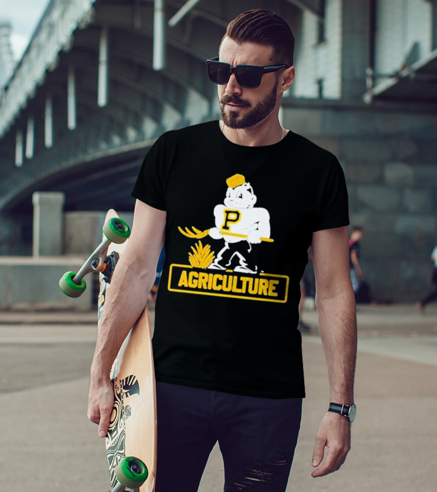 Purdue Agriculture Mascot With P Logo And Hay T-Shirt