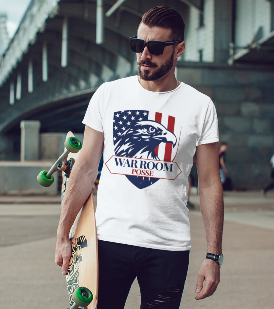 War Room Posse Eagle Shield U.S. Flag Stripes Badge T-Shirt