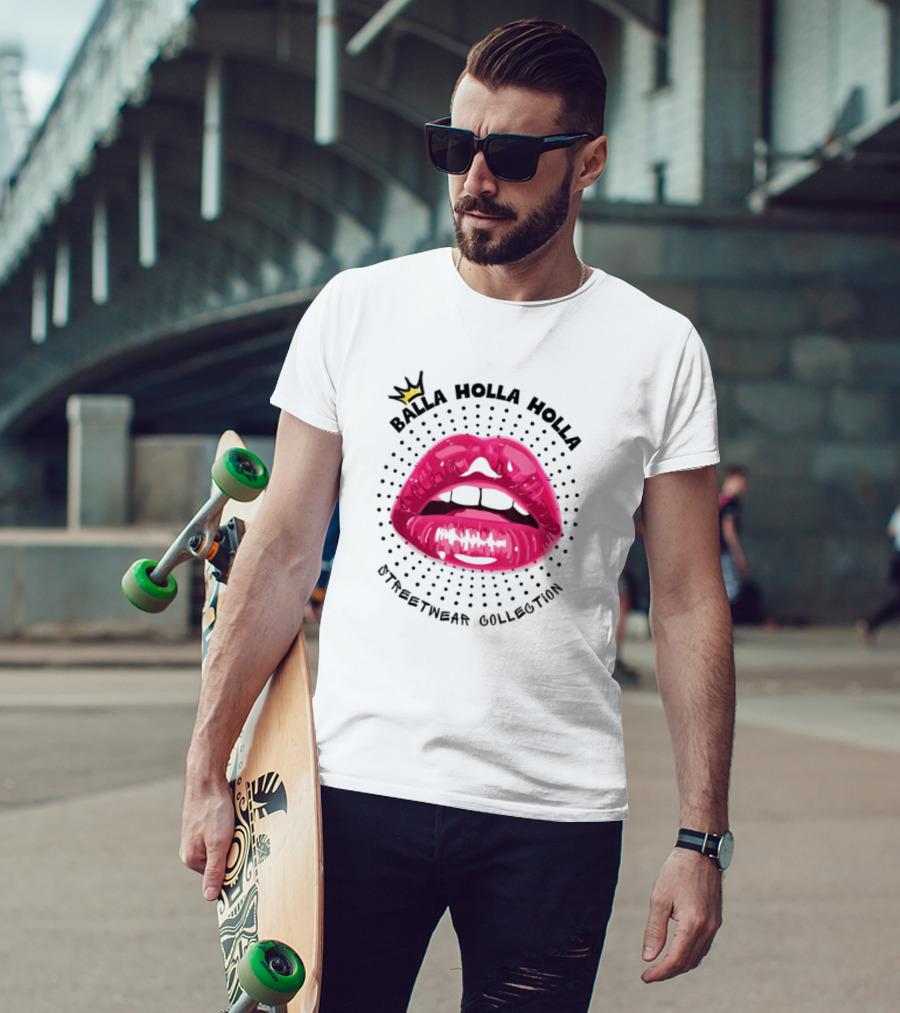 Balla Holla Holla Streetwear Collection Lips Icon With Crown T-Shirt