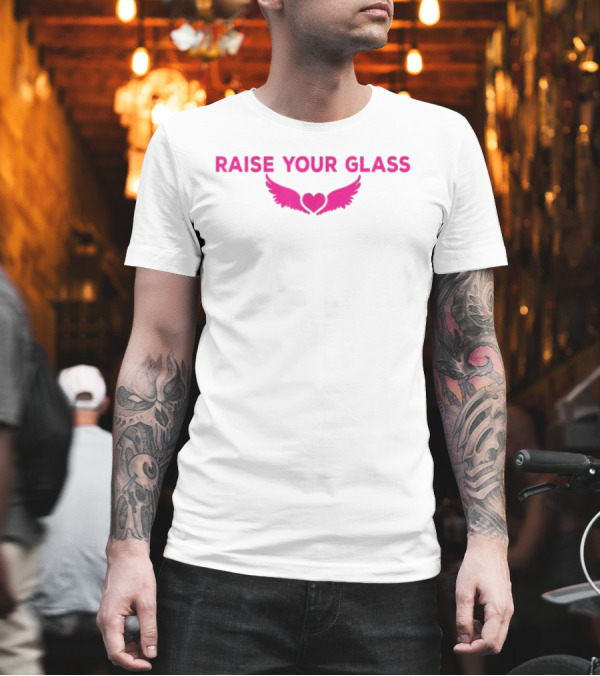 RAISE YOUR GLASS PINK Heart with Wings T-Shirt RAISE YOUR GLASS PINK Heart with Wings T-Shirt