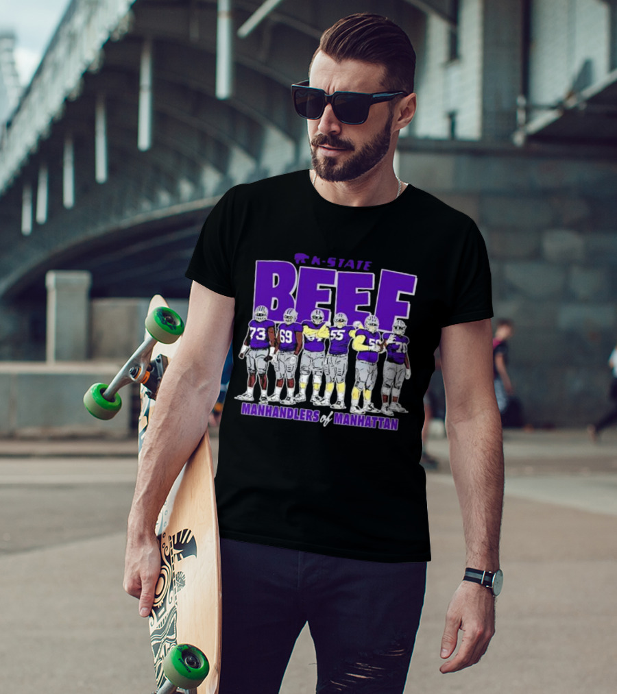 K-State Beef Manhandlers Of Manhattan Football Team Lineup T-Shirt