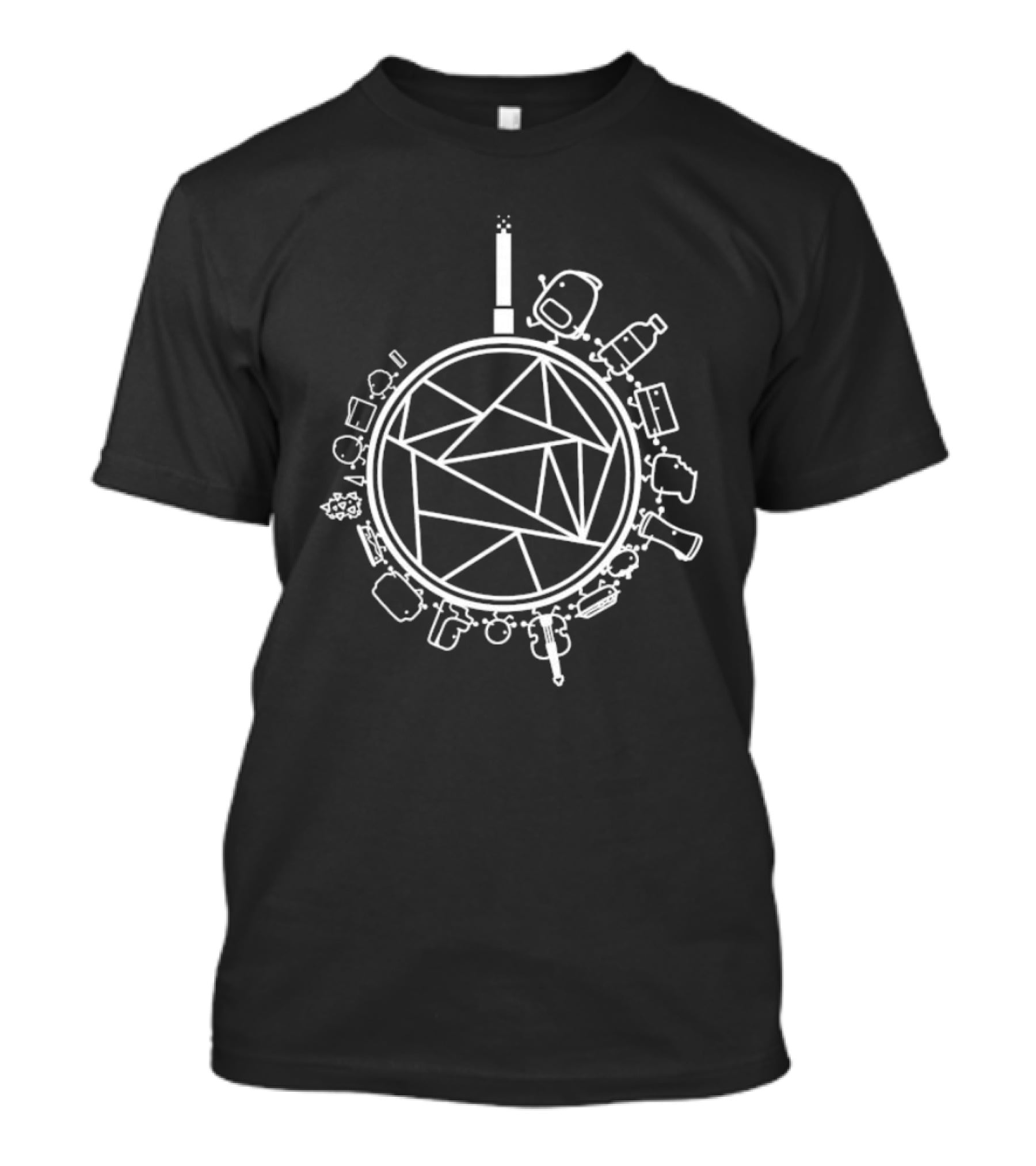Hfjone Geometric Around The Plane Icons Circling T-Shirt