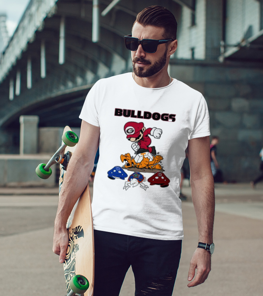 Bulldogs Super Mario Inspired Design With Iconic Gaming Motifs T-Shirt