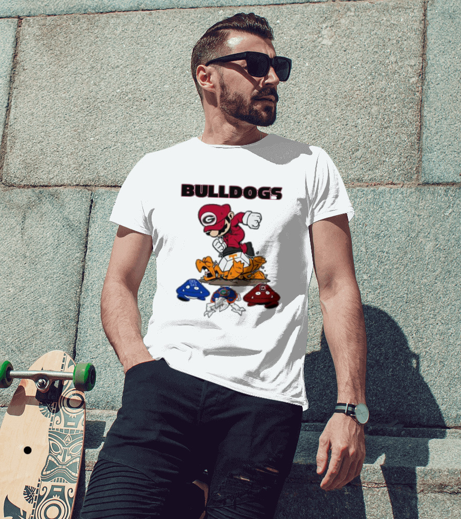 Bulldogs Super Mario Inspired Design With Iconic Gaming Motifs T-Shirt