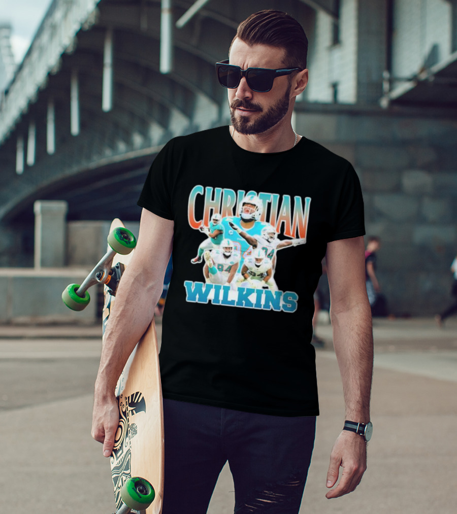 Christian Wilkins Miami Dolphins Football Player Collage T-Shirt
