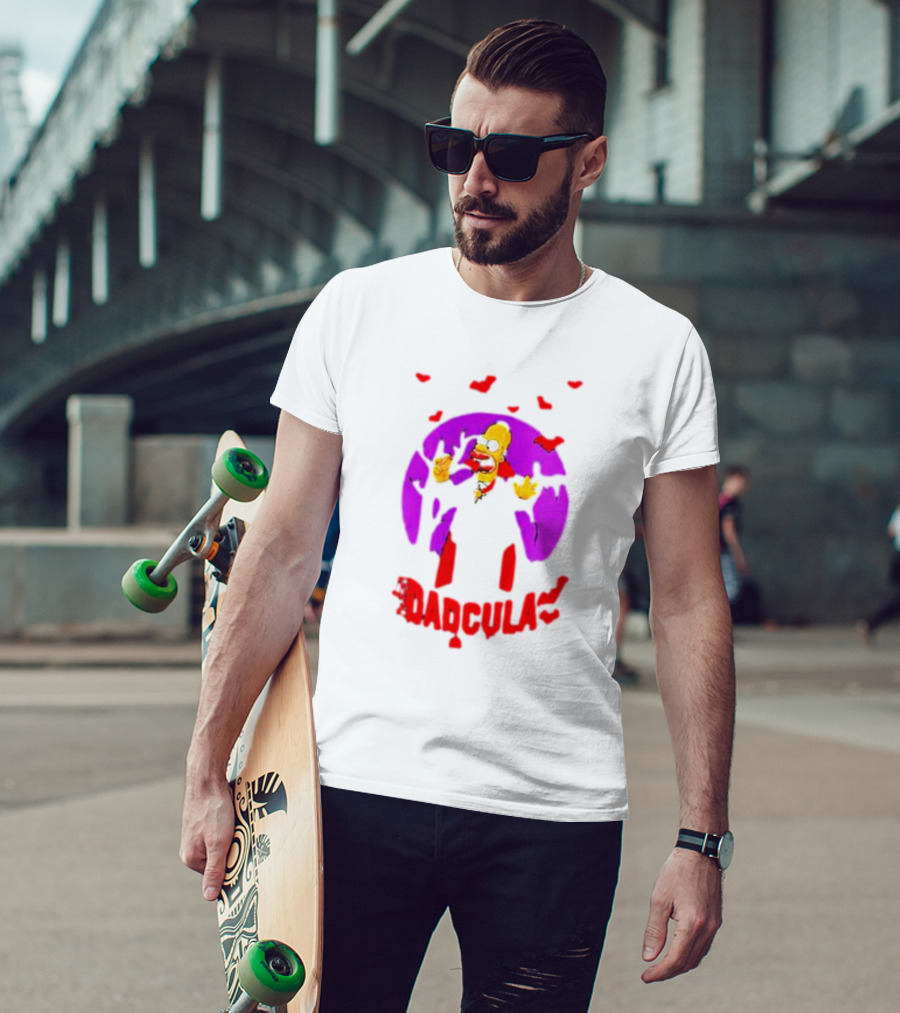 Homer Simpson Dadcula Halloween The Simpsons Bats Purple Moon T-Shirt