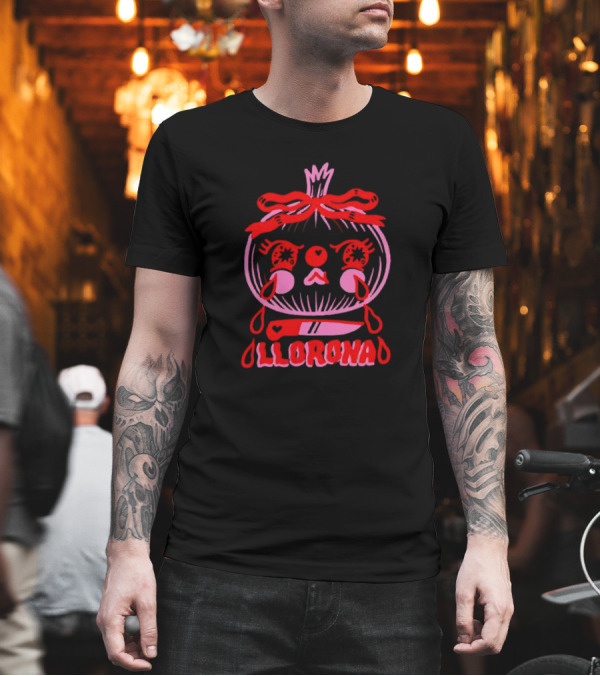 Llorona Onion Tears with Knife and Heart Motif T-Shirt Llorona Onion Tears with Knife and Heart Motif T-Shirt