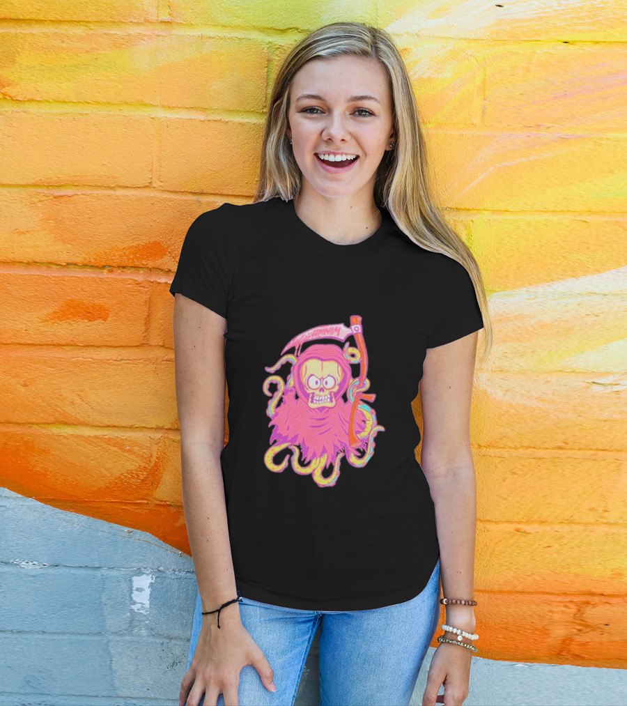 Mark Hoppus Hi My Name Is Mark Reaper Retro Neon Grim Reaper T-Shirt