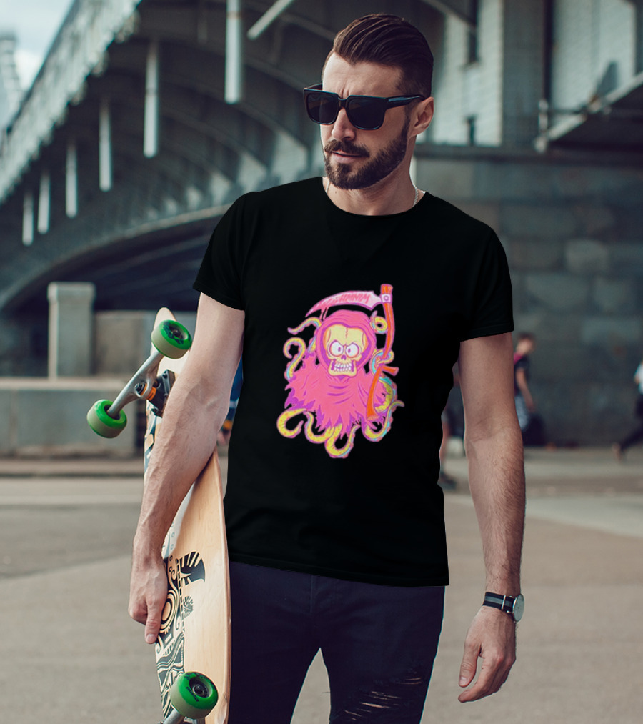 Mark Hoppus Hi My Name Is Mark Reaper Retro Neon Grim Reaper T-Shirt