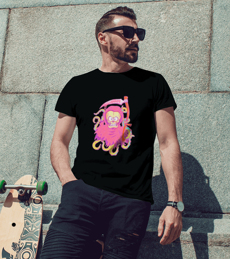 Mark Hoppus Hi My Name Is Mark Reaper Retro Neon Grim Reaper T-Shirt