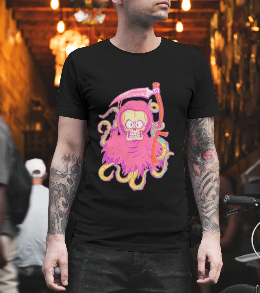 Mark Hoppus Hi My Name Is Mark Reaper Retro Neon Grim Reaper T-Shirt