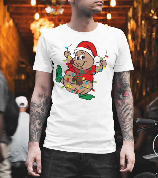 Gus Santa Hat Christmas Lights Cozy Festive Character with Bright Holiday Spirit T-Shirt Gus Santa Hat Christmas Lights Cozy Festive Character with Bright Holiday Spirit T-Shirt