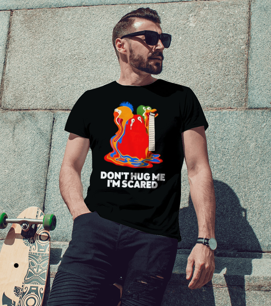 Don't Hug Me I'm Scared Melting Characters With Medium Tag T-Shirt