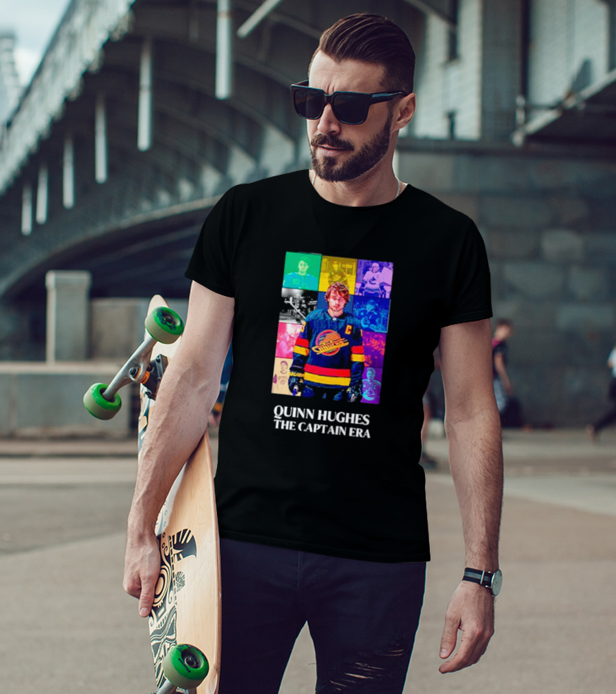 Quinn Hughes The Captain Era Multicolor Vancouver Hockey Legend T-Shirt