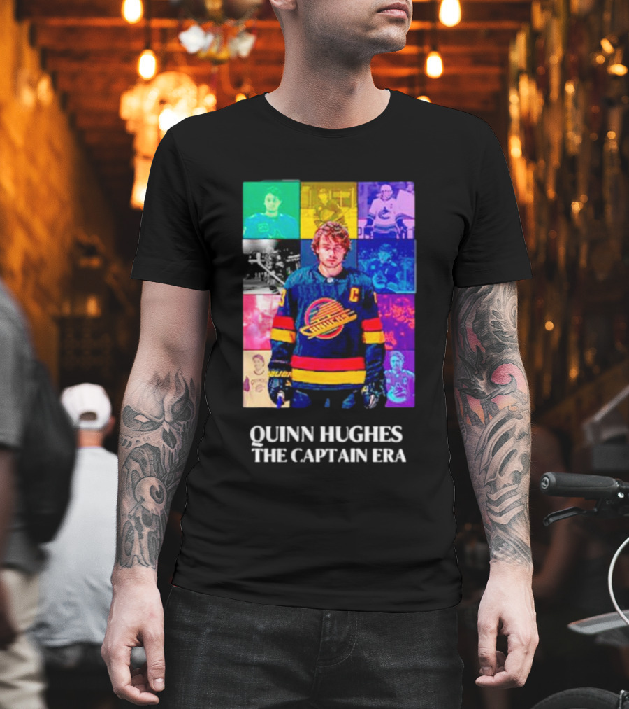 Quinn Hughes The Captain Era Multicolor Vancouver Hockey Legend T-Shirt