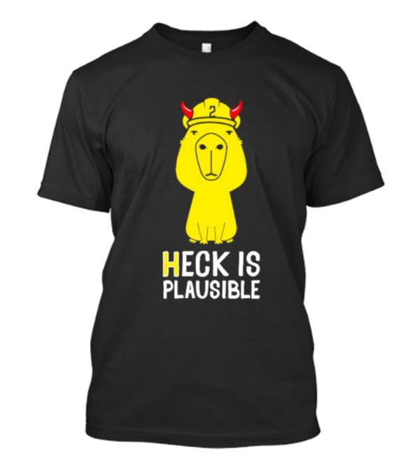 HECK IS PLAUSIBLE 2 Red Horned Yellow Character T-Shirt