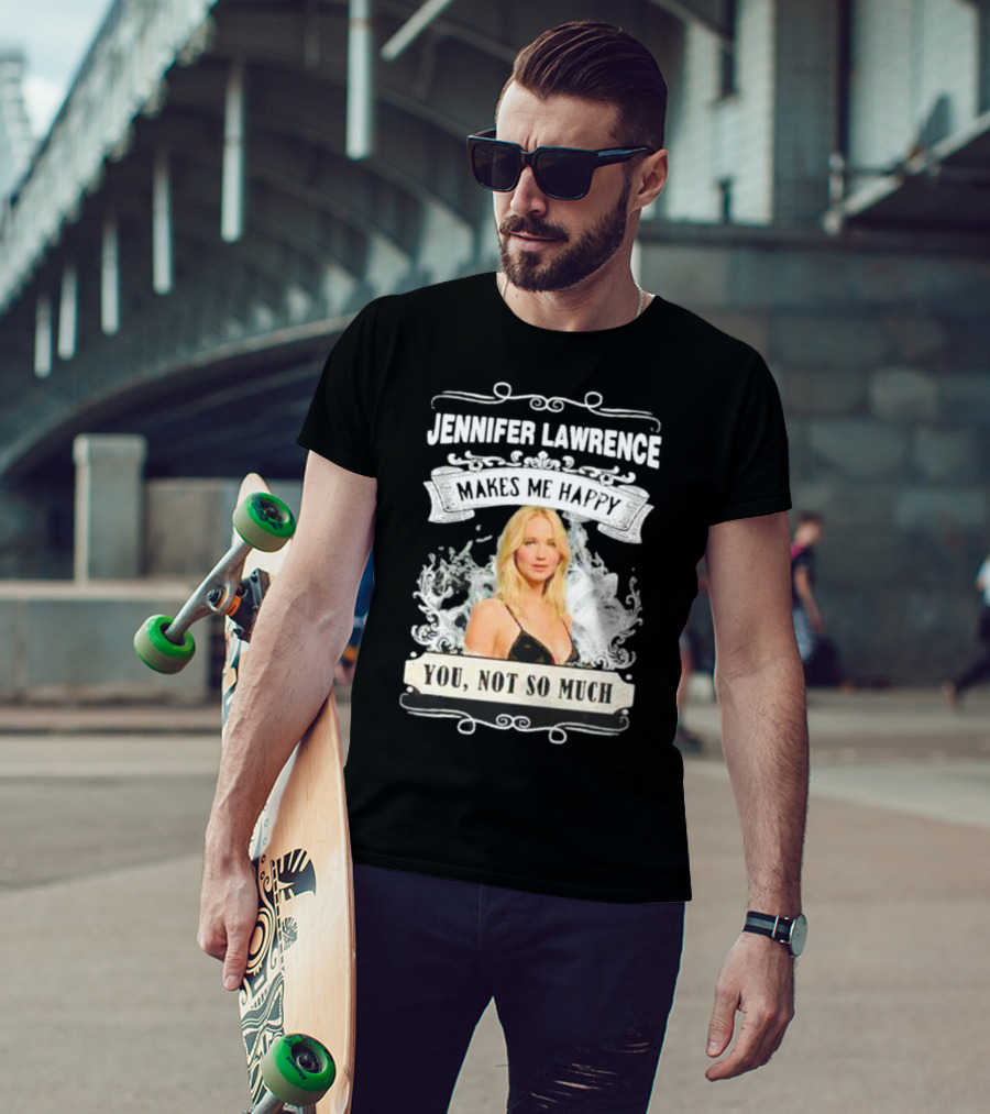 Jennifer Lawrence Makes Me Happy You Not So Much Cloud Motif T-Shirt