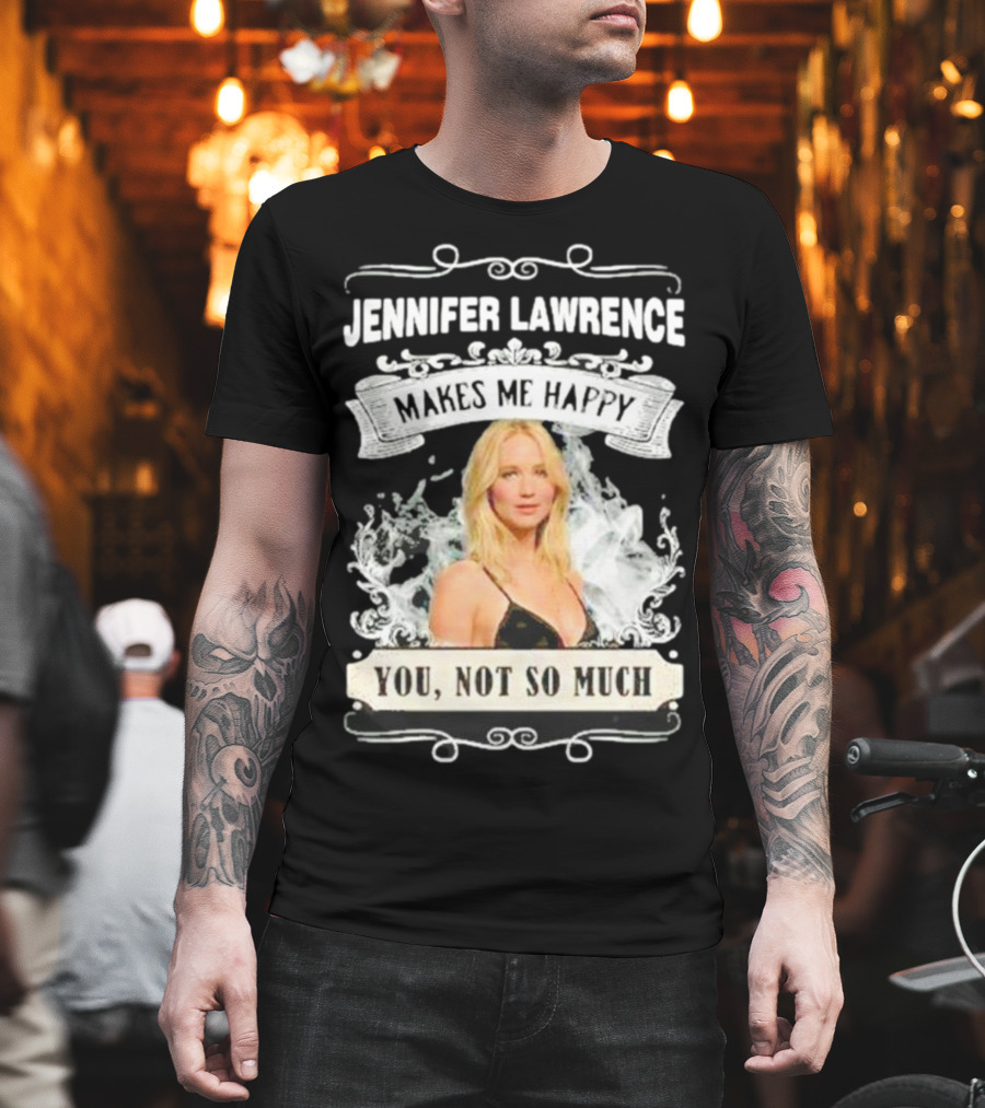 Jennifer Lawrence Makes Me Happy You Not So Much Cloud Motif T-Shirt