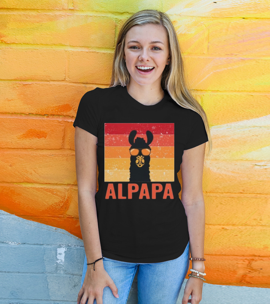 Alpapa Llamafathers Day Vintage Groovy T-Shirt