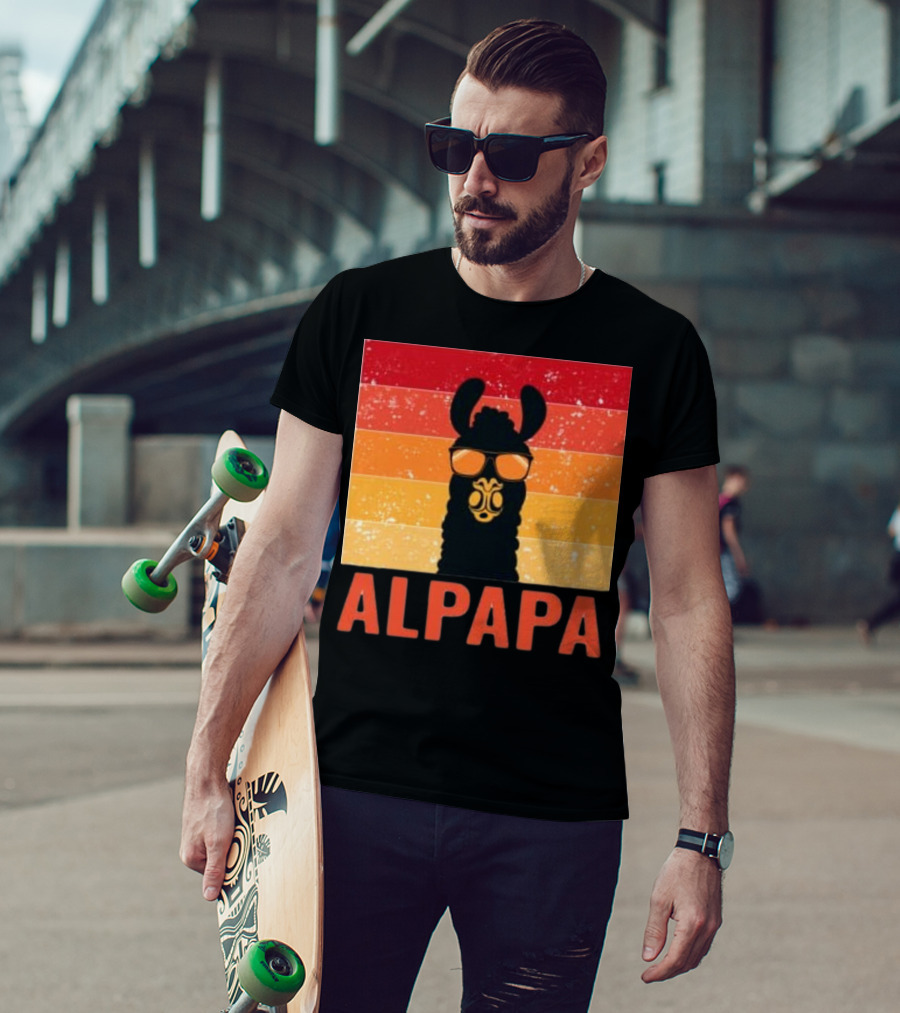 Alpapa Llamafathers Day Vintage Groovy T-Shirt