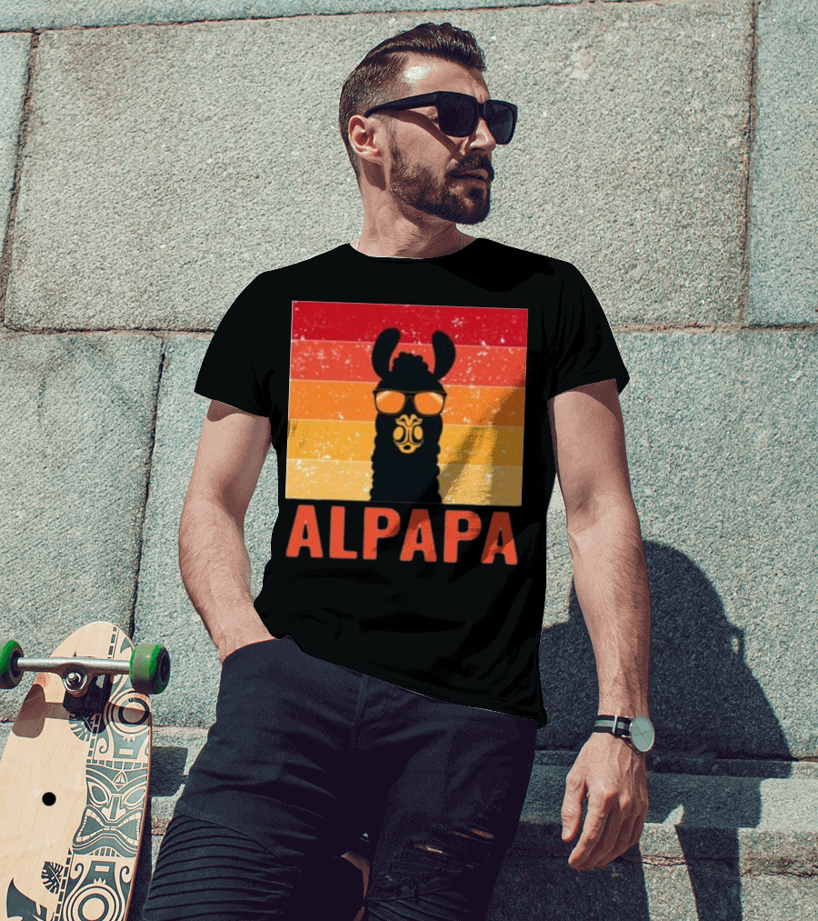 Alpapa Llamafathers Day Vintage Groovy T-Shirt