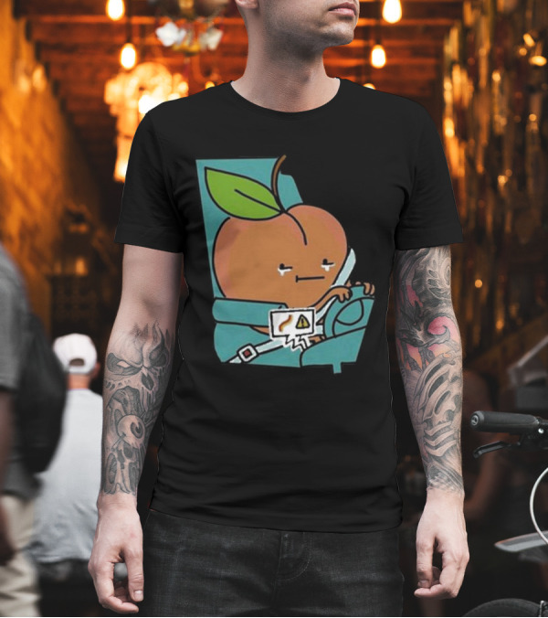 Peach Driving with Tears Fastened in Seatbelt Warning Signal T-Shirt Peach Driving with Tears Fastened in Seatbelt Warning Signal T-Shirt