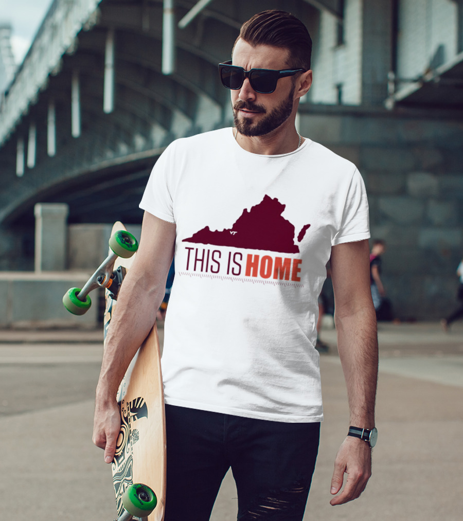 Virginia Tech Football This Is Home Virginia Map T-Shirt