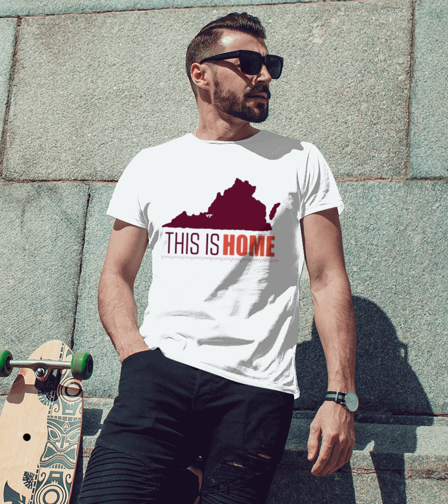 Virginia Tech Football This Is Home Virginia Map T-Shirt
