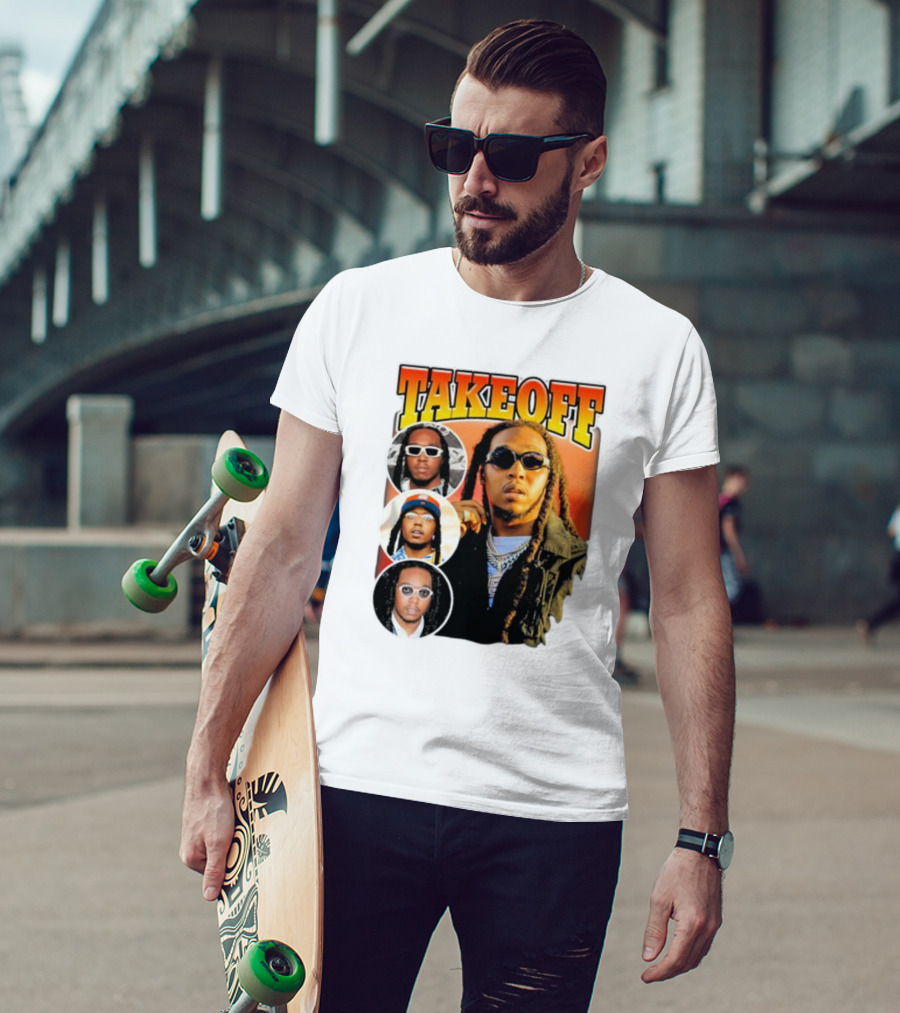 Quavo Migos Takeoff Rapper Tribute Circular Portraits T-Shirt