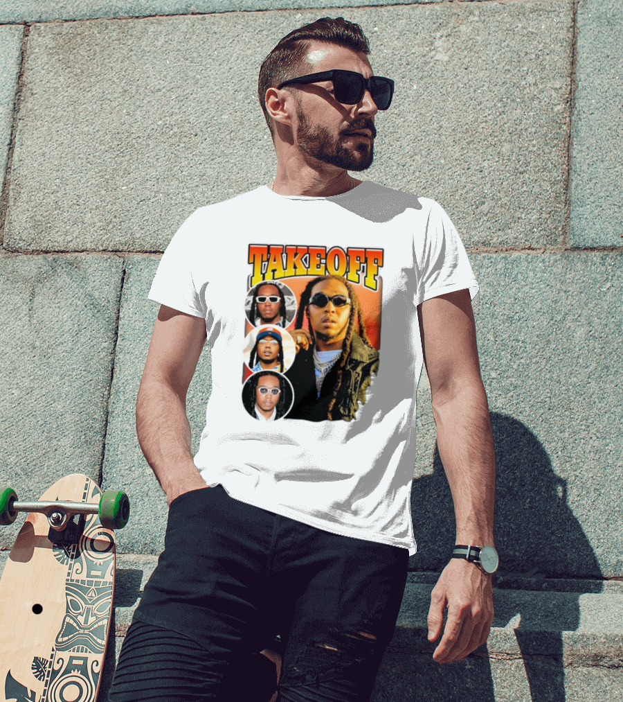 Quavo Migos Takeoff Rapper Tribute Circular Portraits T-Shirt