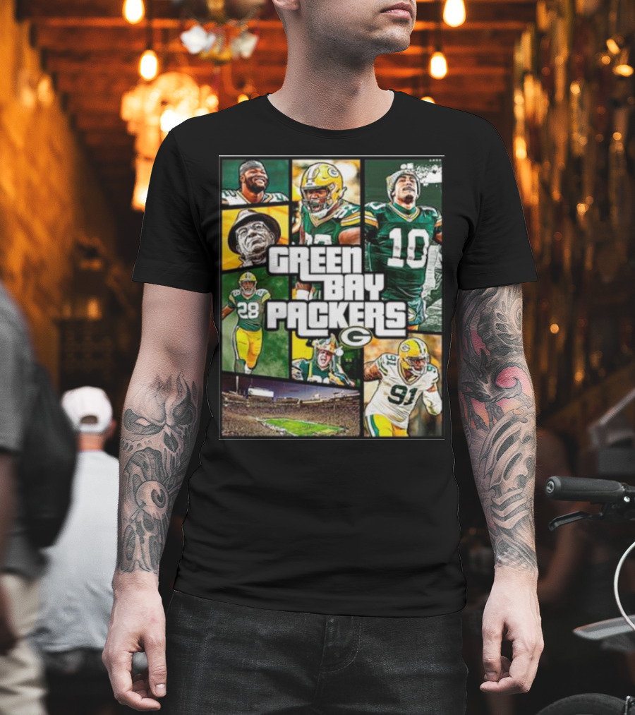 Green Bay Packers Players Collage Grand Theft Auto T-Shirt