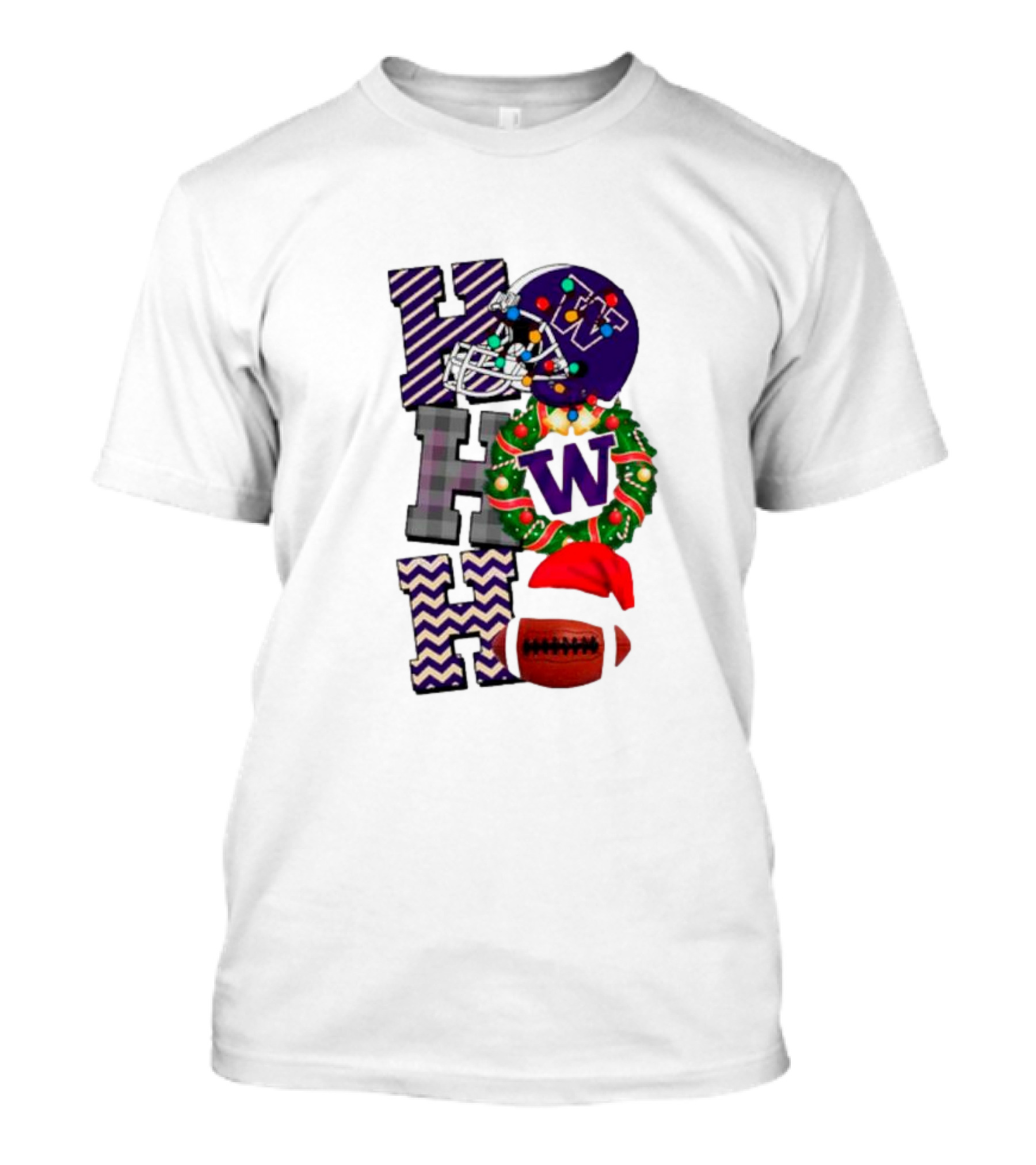 Washington Huskies Football Ho Ho Wreath Helmet Christmas Ball T-Shirt
