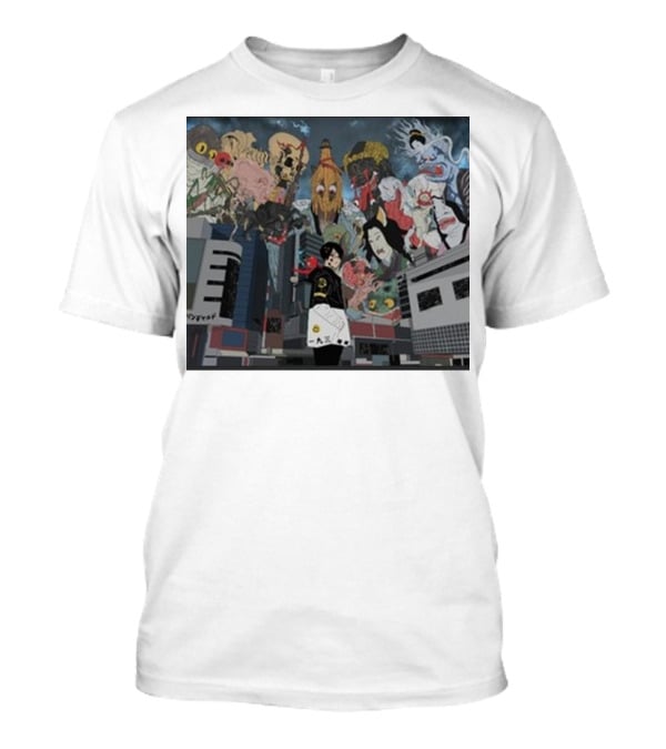 Kemuri Ikumi X Nass Anime Yokai-Inspired Urban Chaos Scene T-Shirt
