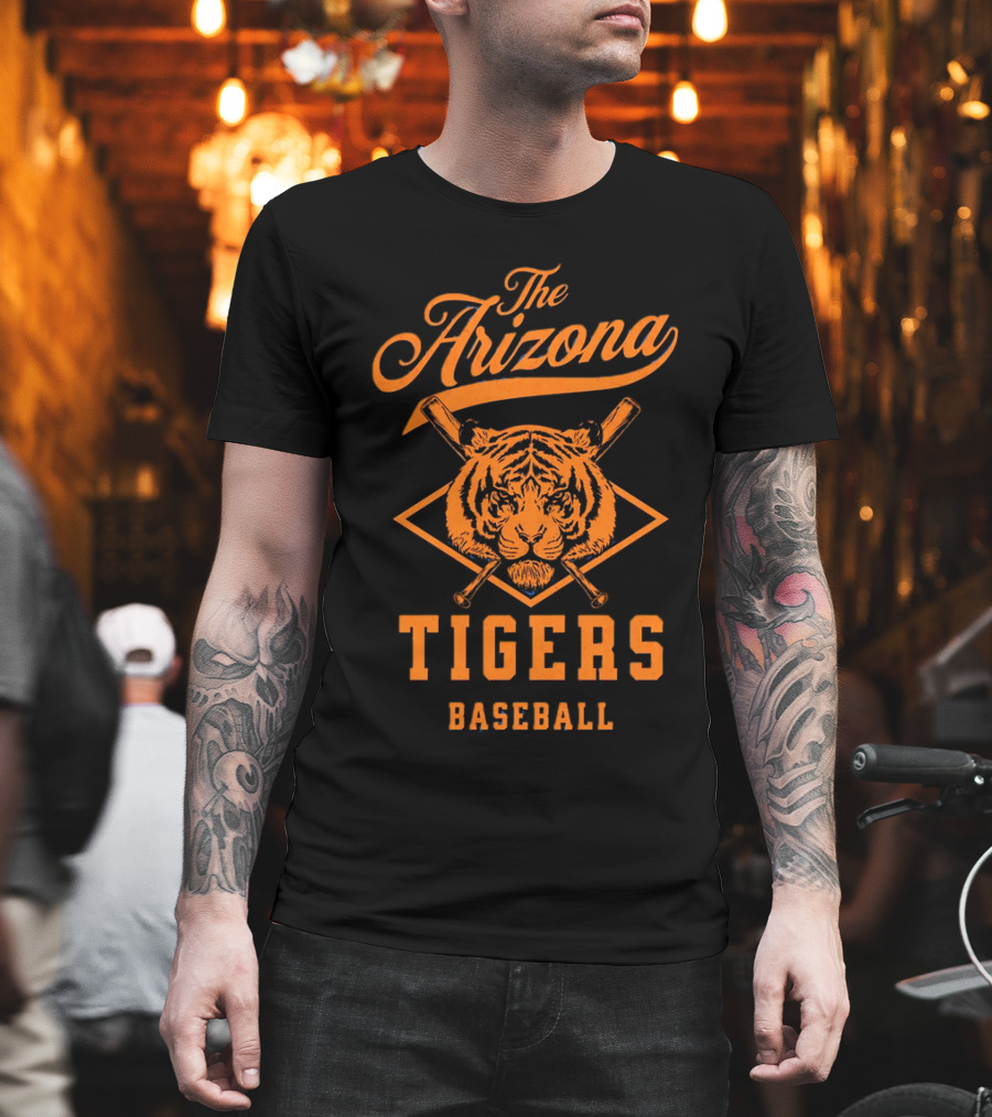 The Arizona Tigers Baseball Team Logo With Crossed Bats And Tiger Head T-Shirt