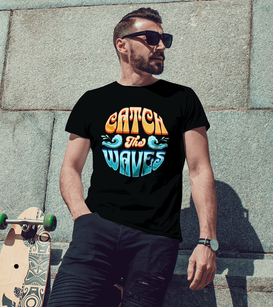 Catch The Waves Vibe Retro Beach T-Shirt