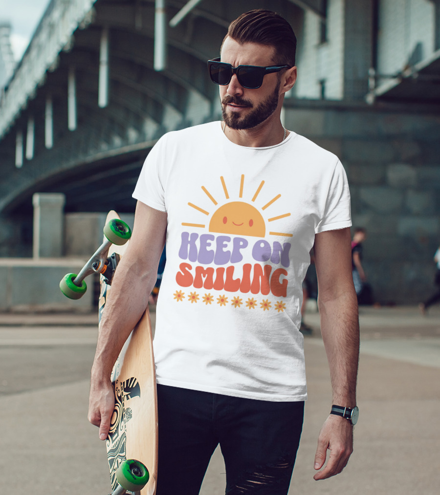 Keep On Smiling Sunburst Flowers T-Shirt