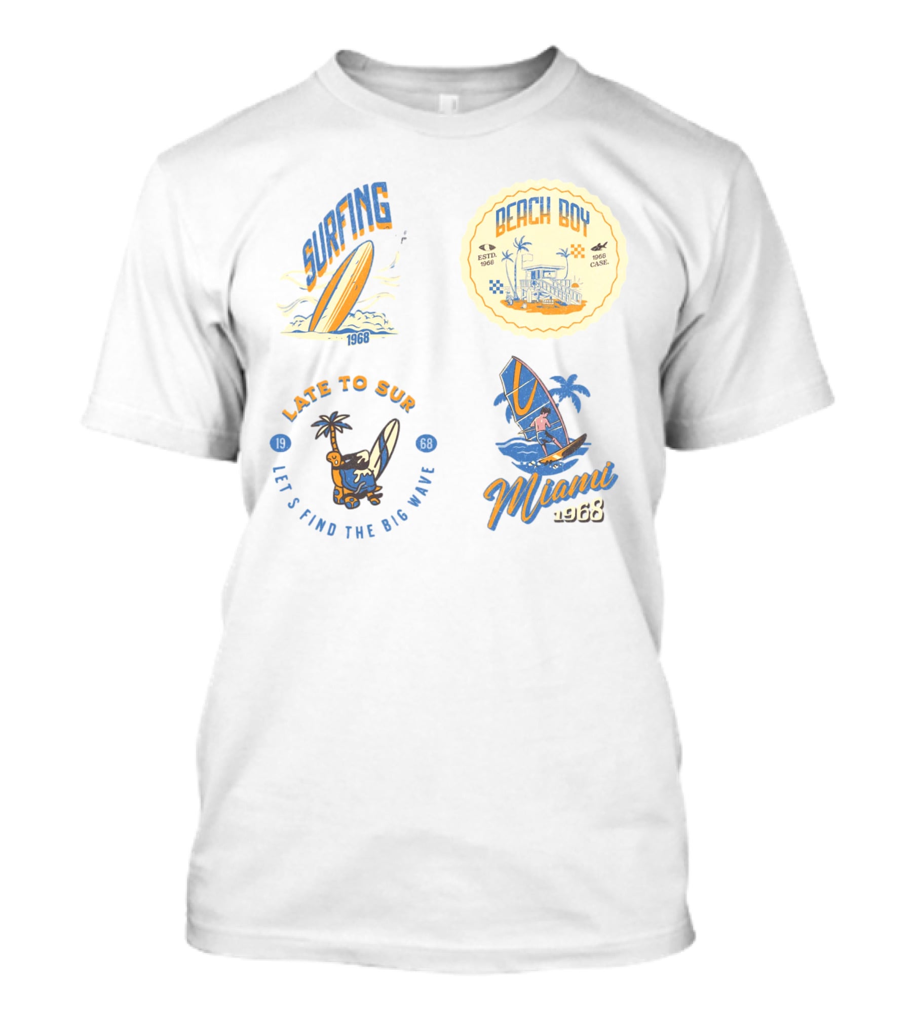 Surfing Beach Boy Miami 1968 Late To Surf Club T-Shirt
