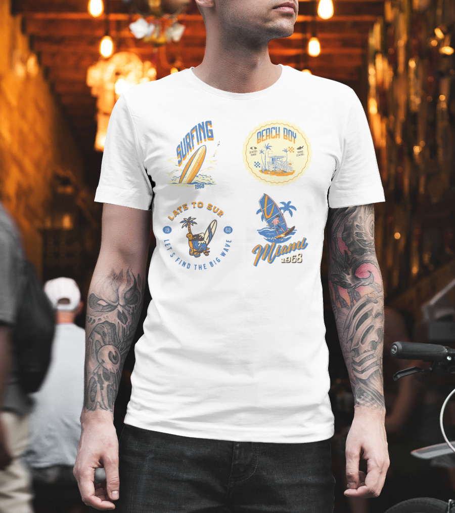 Surfing Beach Boy Miami 1968 Late to Surf Club T-Shirt