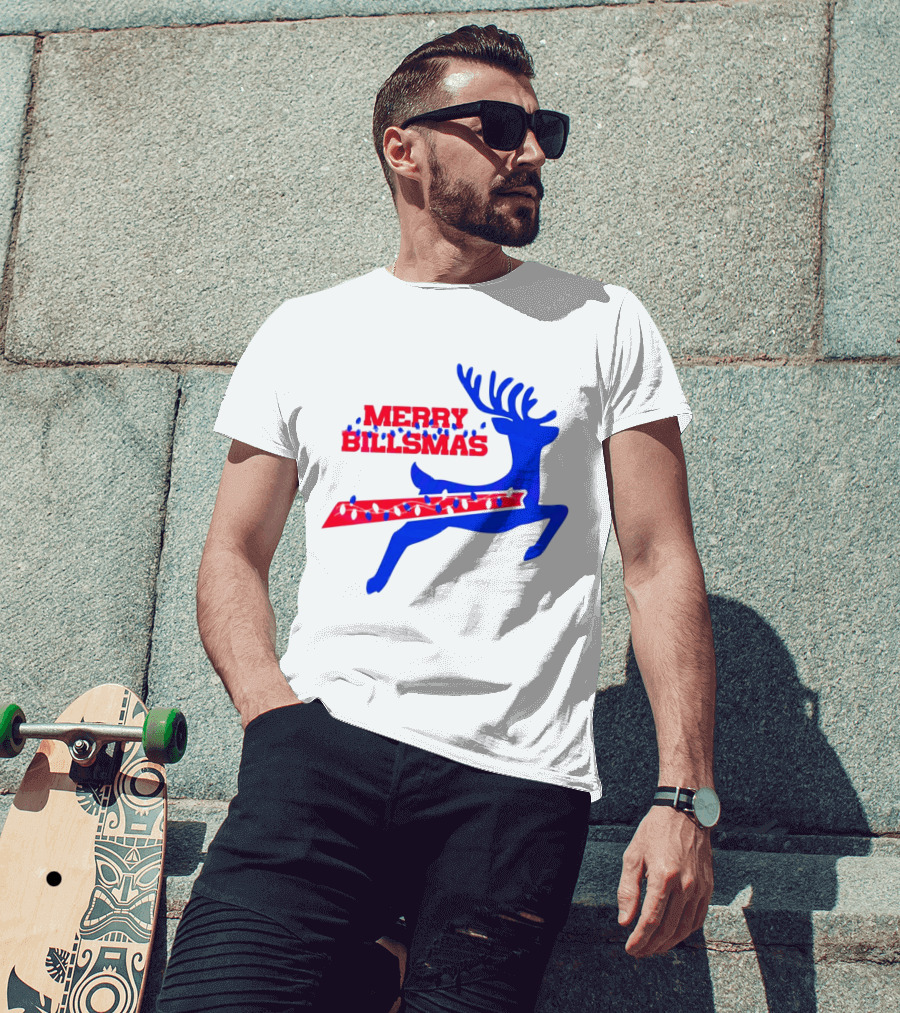 Merry Billsmas Reindeer Xmas Lights Buffalo T-Shirt
