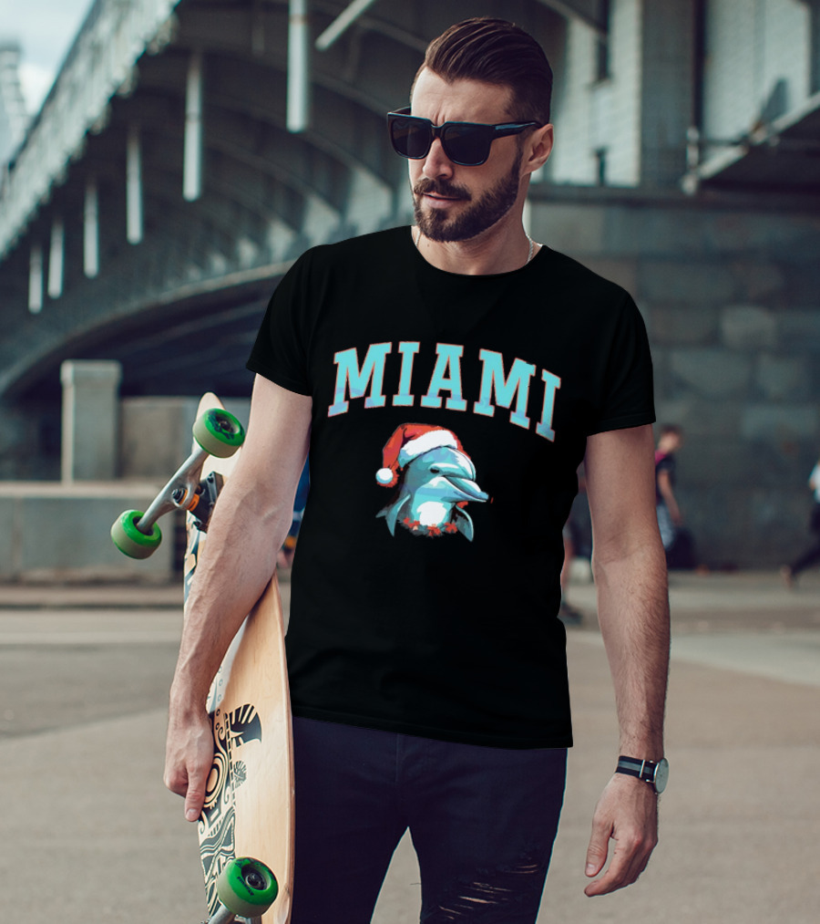 Miami Dolphins Santa Christmas Miami T-Shirt