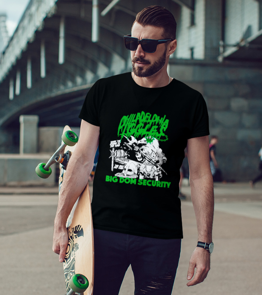 Philadelphia Iggles Big Dom Security Comic-Style Green T-Shirt