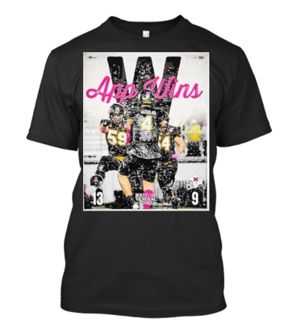 Appalachian State Mountaineers Football App Wins 13 9 Victory Celebration Football Players In Action T-Shirt