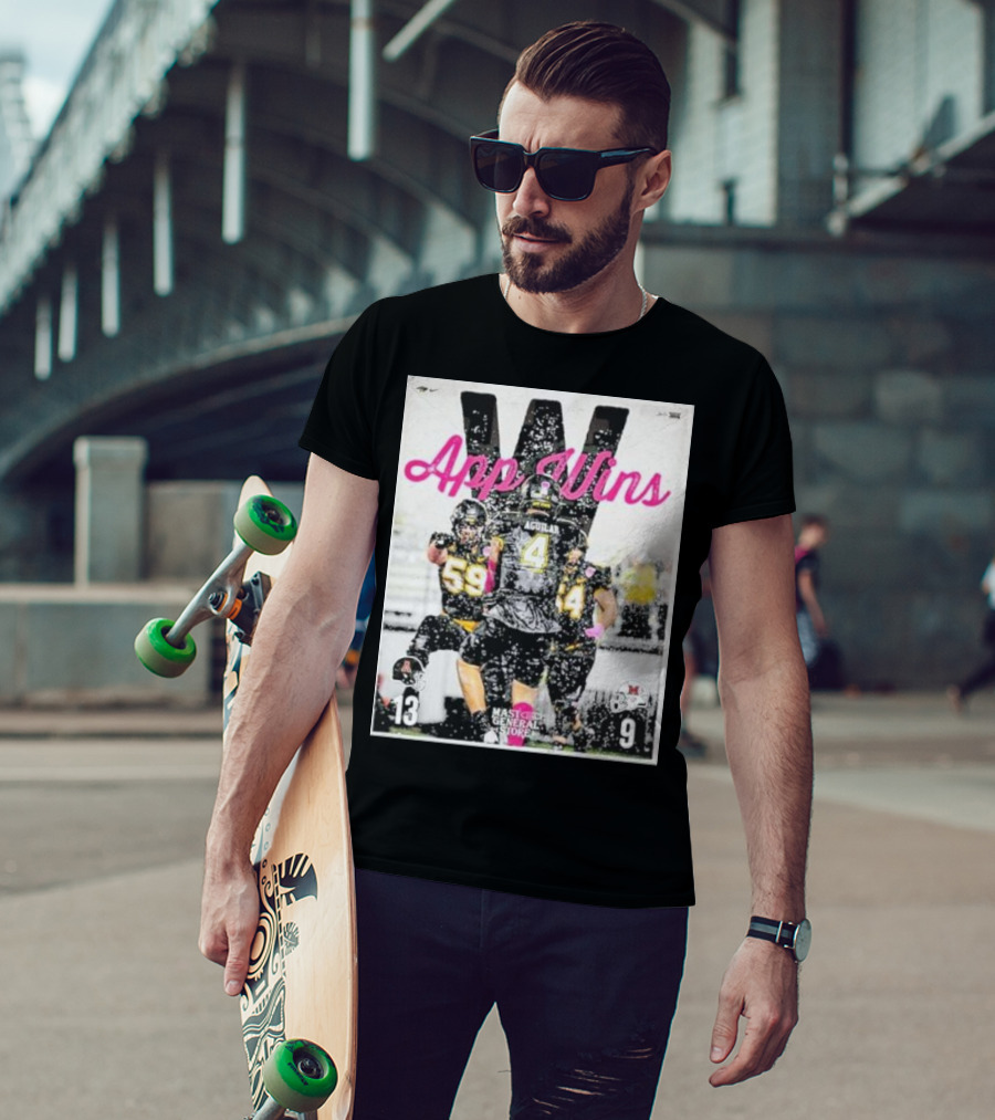 Appalachian State Mountaineers Football App Wins 13 9 Victory Celebration Football Players In Action T-Shirt