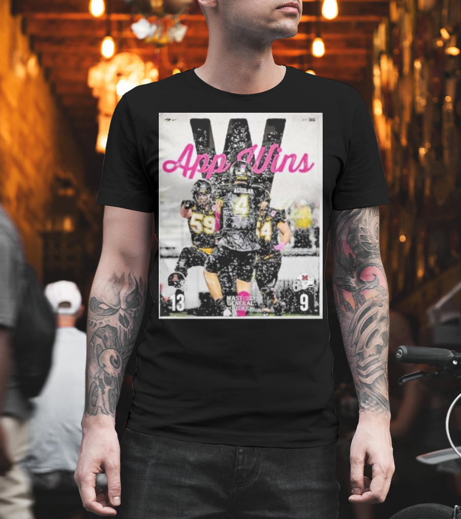 Appalachian State Mountaineers Football App Wins 13 9 Victory Celebration Football Players in Action T-Shirt