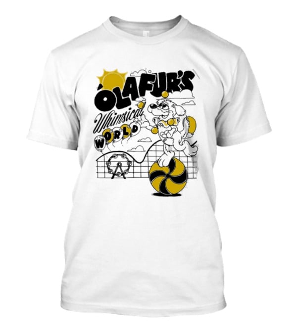 OLAFUR'S Whimsical World Amusement Adventure Design With Iconic Puppy And Ferris Wheel T-Shirt