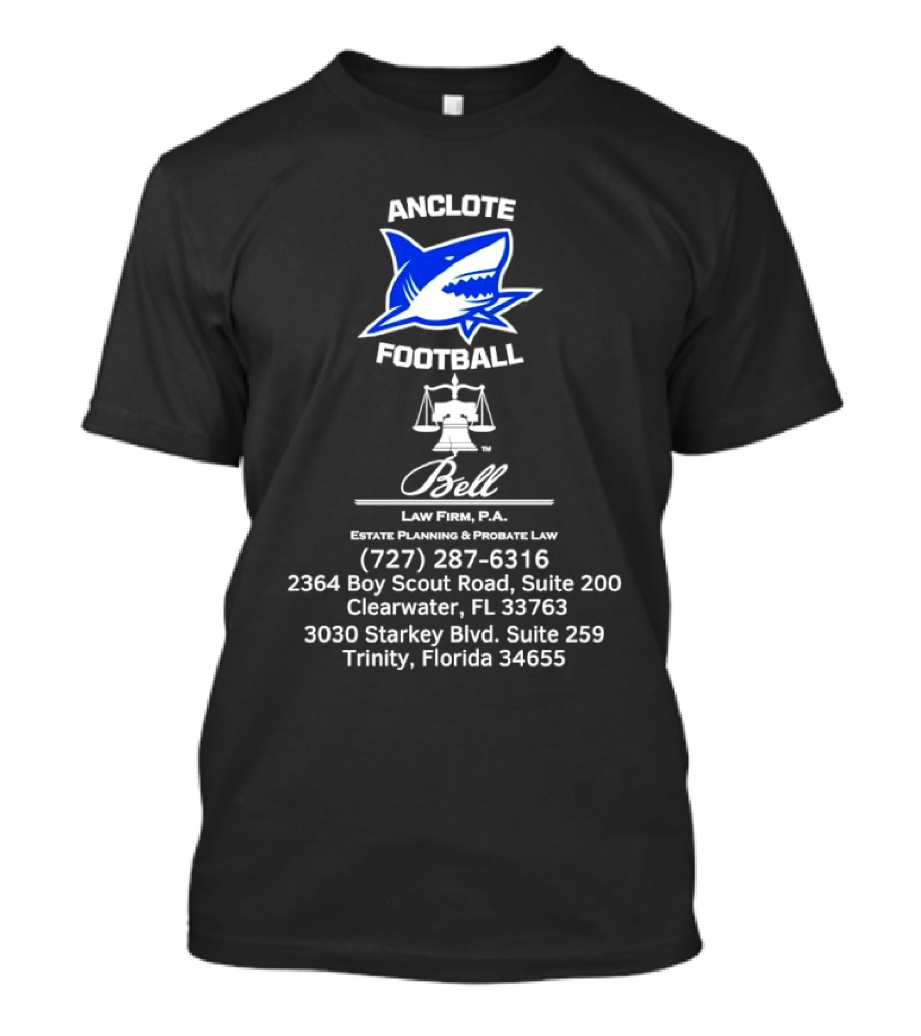 Anclote Football Bell Law Firm P.A. Clearwater Trinity Florida T-Shirt