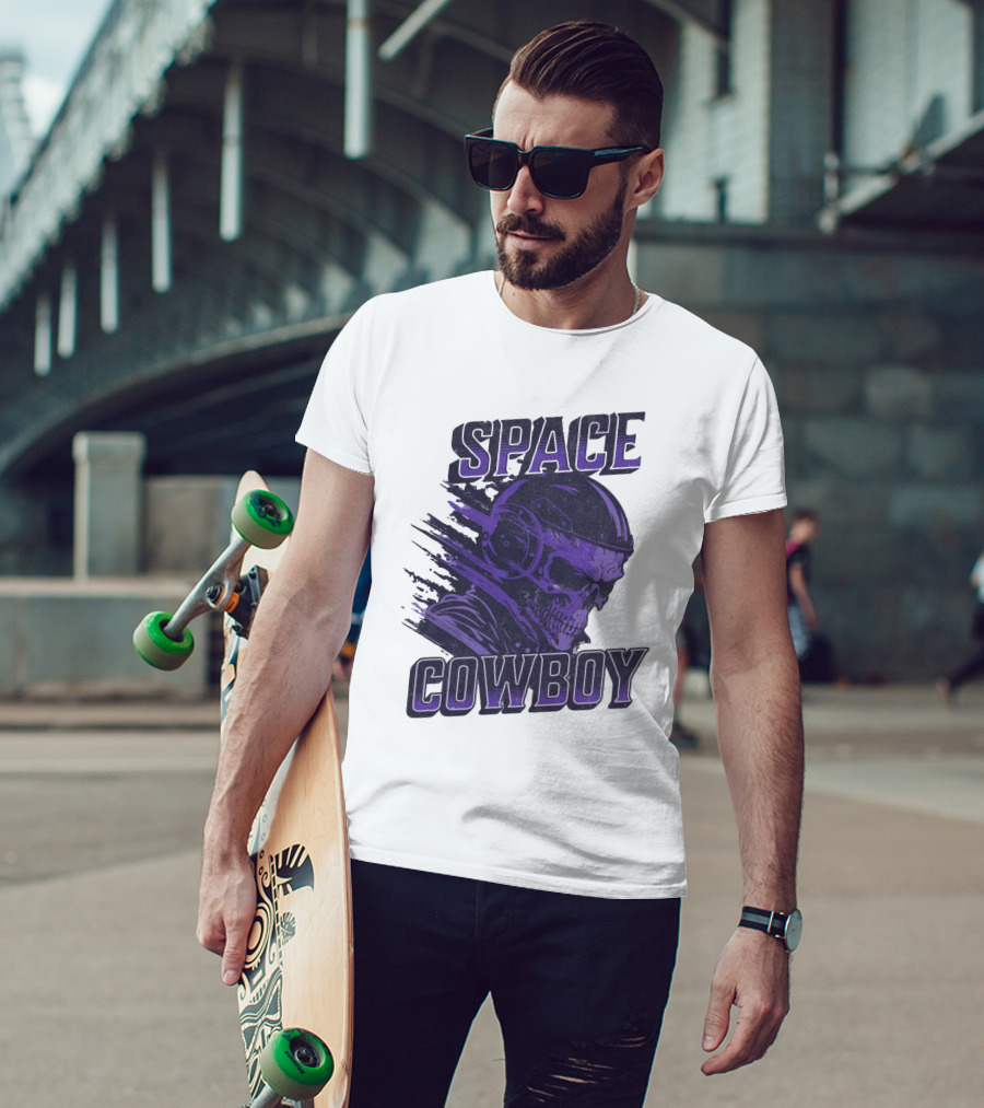 Space Cowboy Skull Helmet Cosmic Adventure T-Shirt